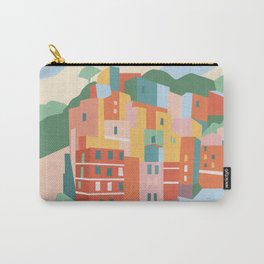 Rio Maggiore, Cinque Terre, Italy Carry-All Pouch | City, Architecture, Painting, Italian, Coast, Vectorial, Traveling, Landscape, Italy, Digital 