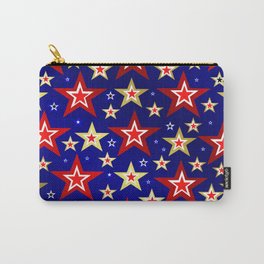 christmas pattern red star, gold stars,blue shiny background Carry-All Pouch