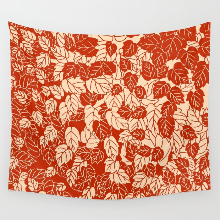 Japanese Leaf Print, Mandarin Orange Wandbehang