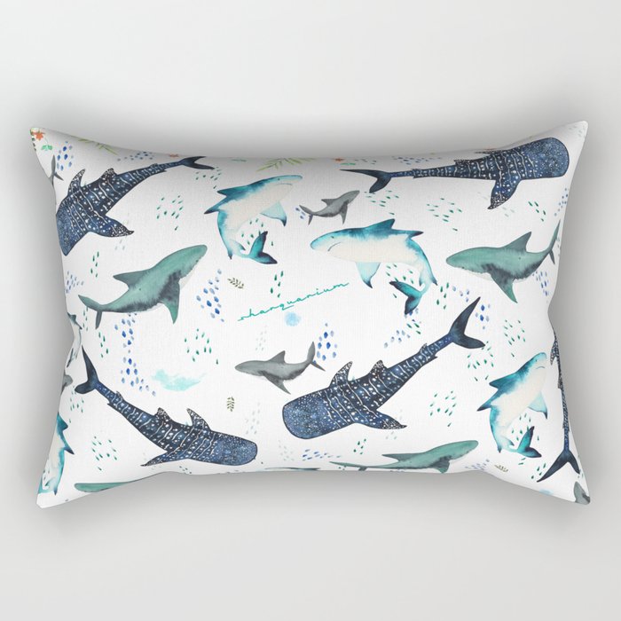 floral shark pattern Rectangular Pillow