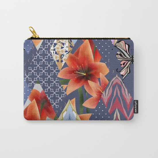 A series of "Favorite patchwork". Lilies with blue fabrics. Carry-All Pouch