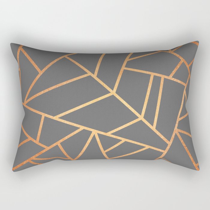 Copper And Grey Rectangular Pillow