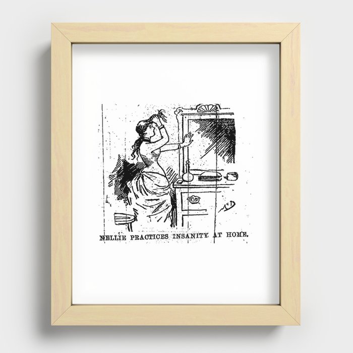 Nellie practices insanity at home. ten days in a madhouse - Nellie Bly Recessed Framed Print