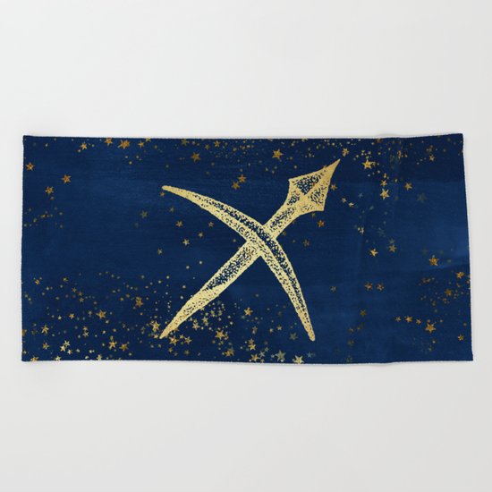 Sagittarius Zodiac Sign Beach Towel