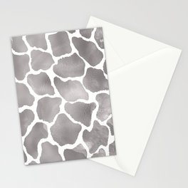Hipster Glam Silver White Giraffe Animal Print Stationery Card