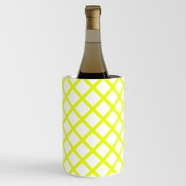 Lattice Trellis Diamond Geometric Pattern White and Vivid Lemon Yellow Wine Chiller