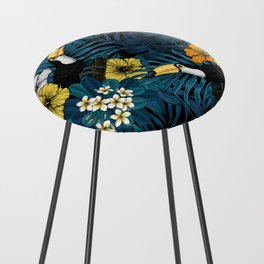 Toucans and tropical flora, blue , yellow , orange and white Counter Stool
