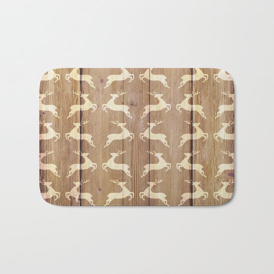 Christmas Pattern on Wood 02 Bath Mat