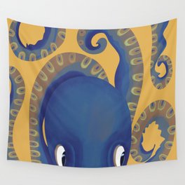 Peek-A-Boo Blue Octopus Wall Tapestry