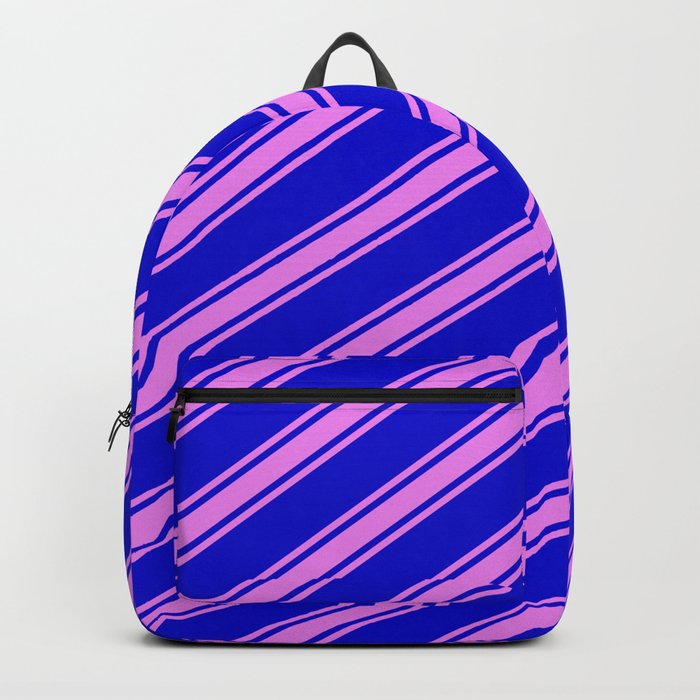 Blue and Violet Colored Stripes/Lines Pattern Backpack