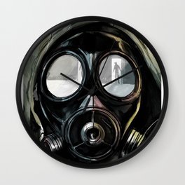 Impending Chaos / Dislocated Gas Mask — Portrait Wall Clock