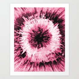 Soft Pink Red Black Tie Dye // Painted Multi Media Textured Acrylic Canvas Painting Art Print