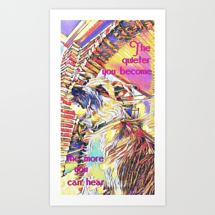 Wise Colorful Dog King Art Print