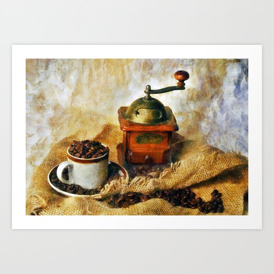 Coffee Grinder and Coffee Cup Art Print