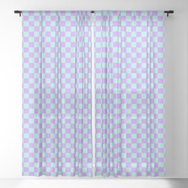 Combi Check - lilac and seafoam Sheer Curtain