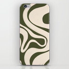Earthy Beige Swirl Lines over Olive Green iPhone Skin