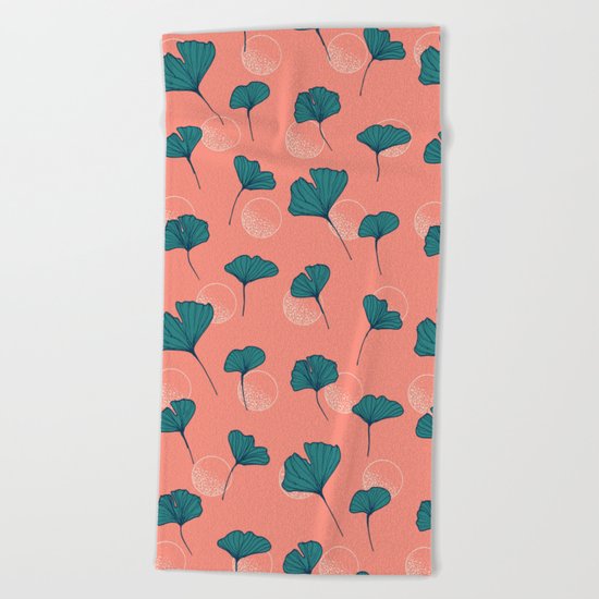 Bright Ginkgo & Dots #society6 #decor #buyart Beach Towel