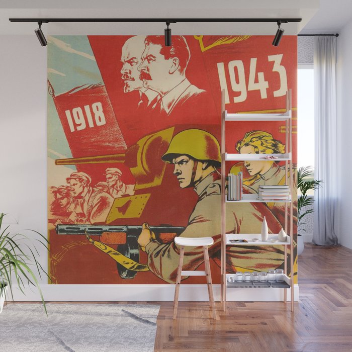 1943 Vintage 25th Anniversary Komsomol USSR WWII Soviet Propaganda