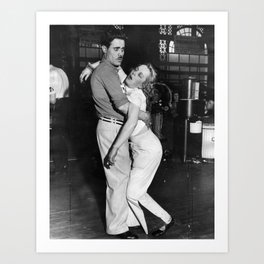 Humorous dance marathon shock and surprise exhaustion dance partners vintage black and white funny photograph - photography - photographs Art Print