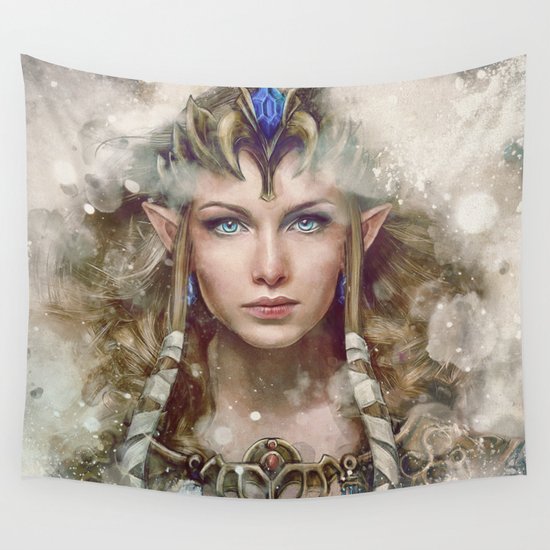 Epic Princess Zelda From Legend Of Zelda Painting Wall Tapestry By