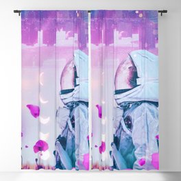 Astronaut into the Flowers Blackout Curtain