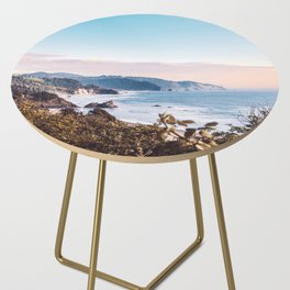Sunset Over the Ocean and Mountains Side Table