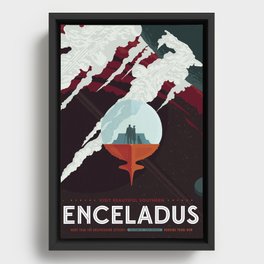 Retro Space Poster -enceladus Framed Canvas