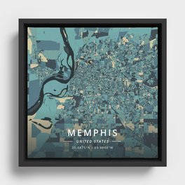 Memphis, United States - Cream Blue Framed Canvas
