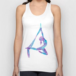 Aerial lady silky art silks yoga print watercolor painting aerialist gift drawing circus dance dancer silthouette woman gymnastics Unisex Tank Top