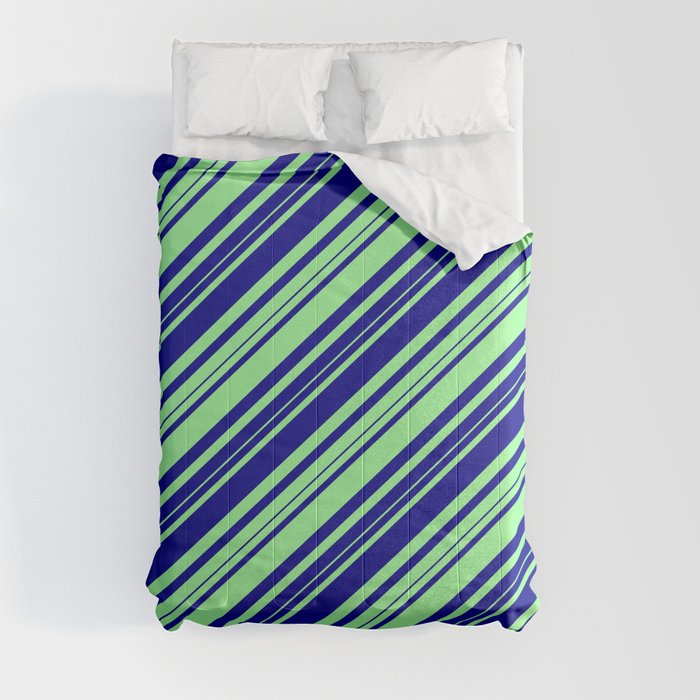 Dark Blue and Green Colored Lines/Stripes Pattern Comforter