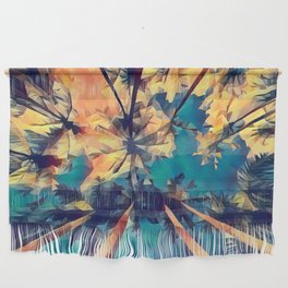 Palm trees with blue sky and white clouds Wall Hanging