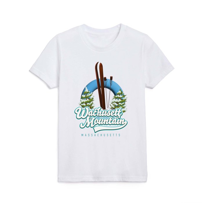 Wachusett Mountain Massachusetts ski logo Kids T Shirt