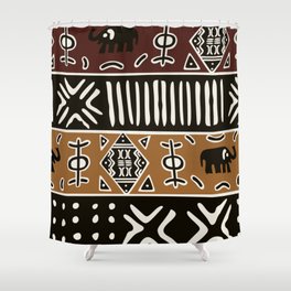 African mud cloth with elephants Shower Curtain