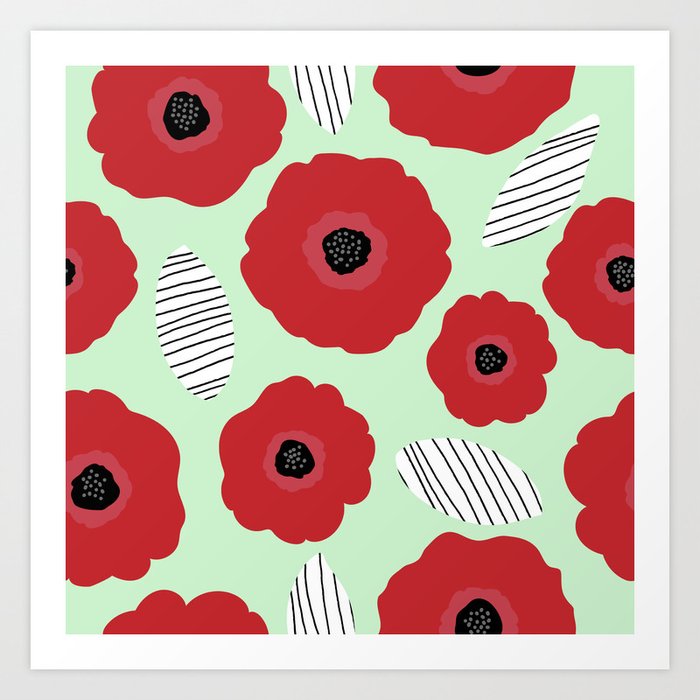 Abstract Poppy Flower Pattern 04 Art Print