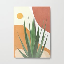 Abstract Agave Plant Metal Print | Summer, Botanical, Cactus, Drawing, Shape, Floral, Blossom, Plant, Minimalist, Shapes 