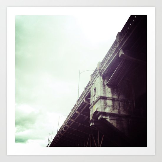 BURNSIDE BRIDGE, DOWNTOWN PORTLAND, OR Art Print