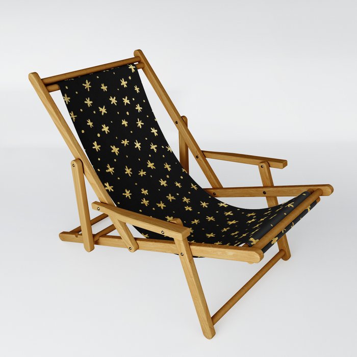 Snowflakes and dots - black and gold Sling Chair