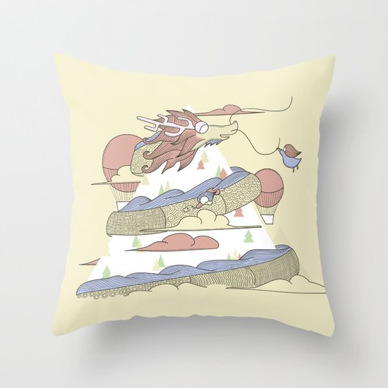 Dragon ride Throw Pillow