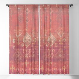 Vintage Heritage Moroccan Carpet Design Sheer Curtain