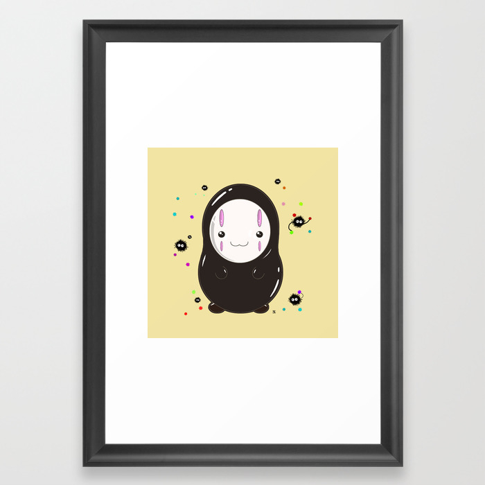 Spirited Away No Face Kawaii With Soot Sprites Framed Art Print By Steelartstudios Society6