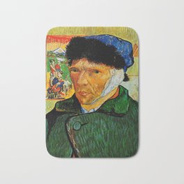 Van Gogh, Self-Portrait with Bandaged Ear and Pipe  – Van Gogh,Vincent Van Gogh,impressionist,post-i Bath Mat