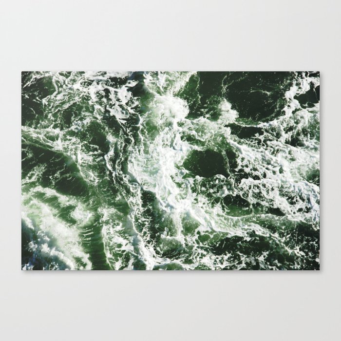 California Green Ocean Waves Photography Print Canvas Print