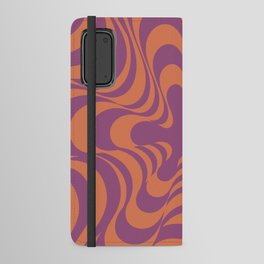 Abstract Groovy Retro Liquid Swirl Purple Orange Pattern Android Wallet Case