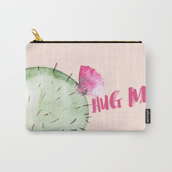 Hug me- Cactus and typography and watercolor Carry-All Pouch