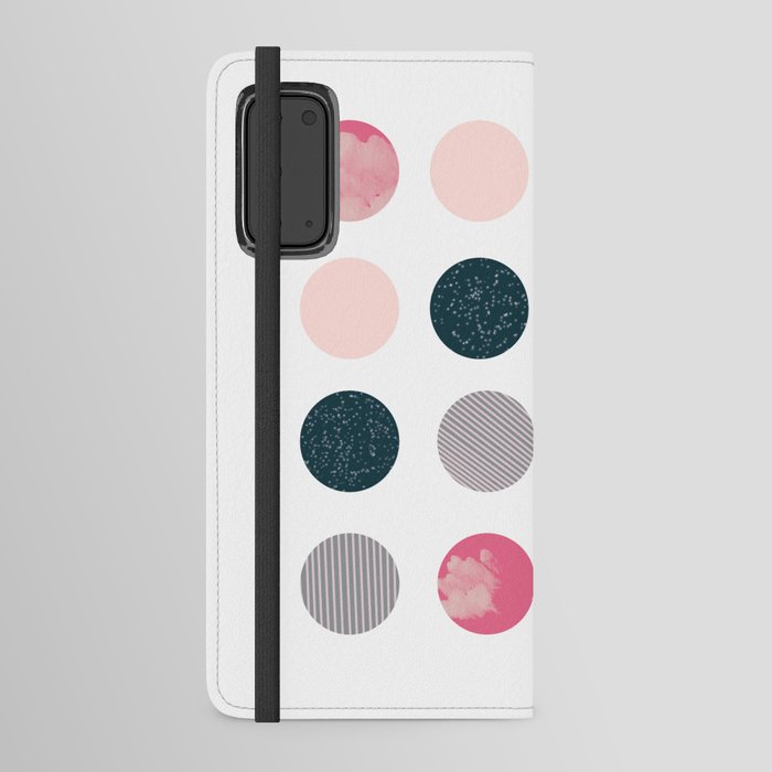 Modern dots, cloud polka, pink print Android Wallet Case