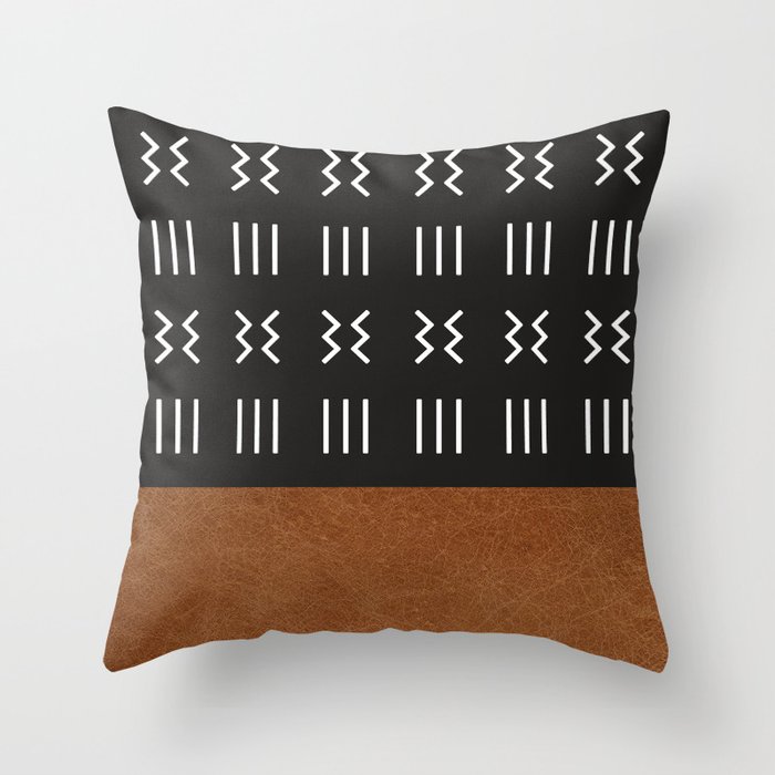 All Modern Bohemian Pattern Leather Print Throw Pillow