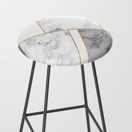 White, Grey and Gold Marble Bar Stool