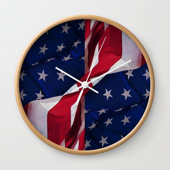 RED, WHITE AND BLUE Wall Clock