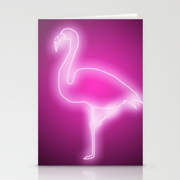 flamingo neon light sign stationery cards by marilenaxiari society6