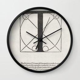 Divina Proportione Letter T After Leonardo da Vinci  Wall Clock